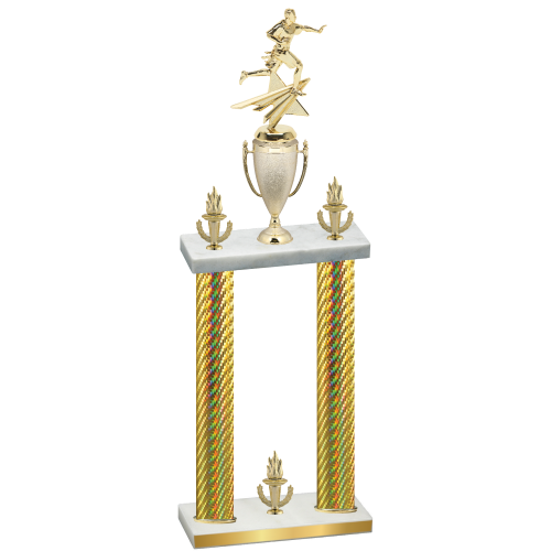 Double Gold Carbon Fiber Victory Flag Football Trophy