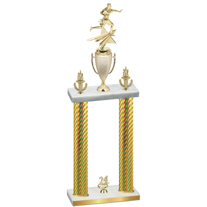 Double Gold Carbon Fiber Year Flag Football Trophy