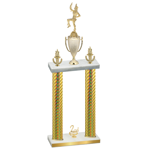 Double Gold Carbon Fiber Second Place Majorette Trophy