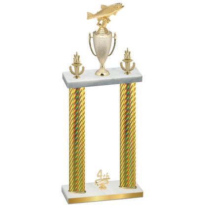 Double Gold Carbon Fiber Fourth Place Fishing Trophy