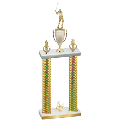 Double Gold Carbon Fiber Third Place Golf Trophy