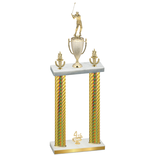 Double Gold Carbon Fiber Fourth Place Golf Trophy
