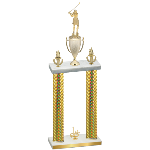 Double Gold Carbon Fiber First Place Golf Trophy