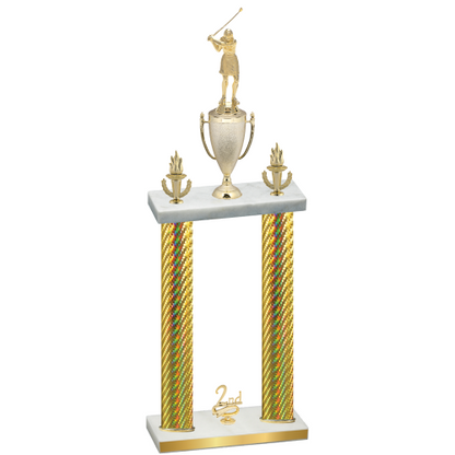 Double Gold Carbon Fiber Second Place Golf Trophy