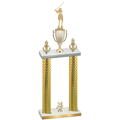 Double Gold Carbon Fiber Year Golf Trophy
