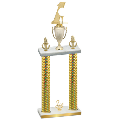Double Gold Carbon Fiber Second Place Golf Trophy