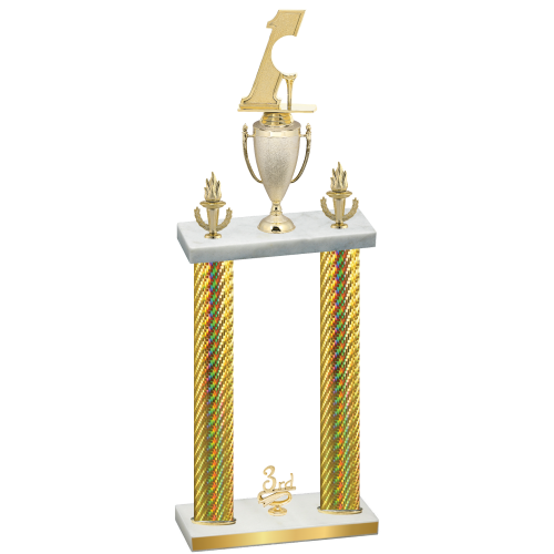 Double Gold Carbon Fiber Third Place Golf Trophy