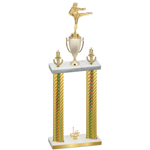 Double Gold Carbon Fiber First Place Karate Trophy
