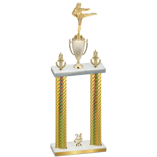 Double Gold Carbon Fiber Year Karate Trophy