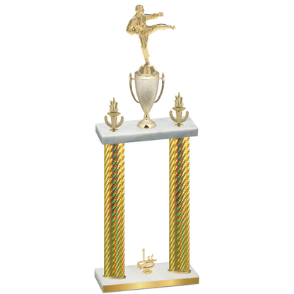 Double Gold Carbon Fiber First Place Karate Trophy