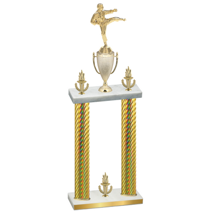Double Gold Carbon Fiber Victory Karate Trophy