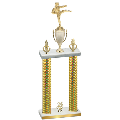 Double Gold Carbon Fiber Year Karate Trophy