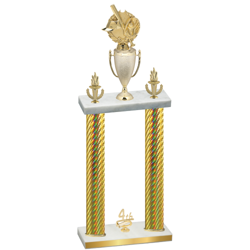 Double Gold Carbon Fiber Fourth Place Baseball Trophy