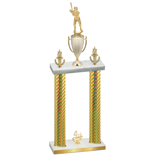 Double Gold Carbon Fiber Fourth Place Baseball Trophy