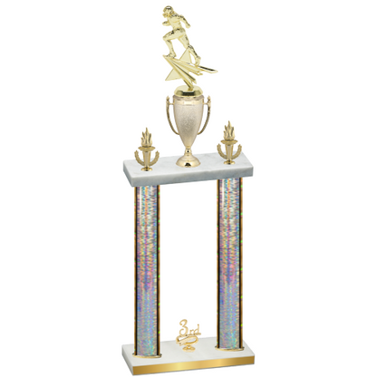 Double Silver Glacier Third Place Football Trophy