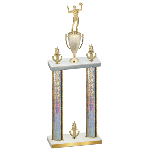 Double Silver Glacier Victory Volleyball Trophy