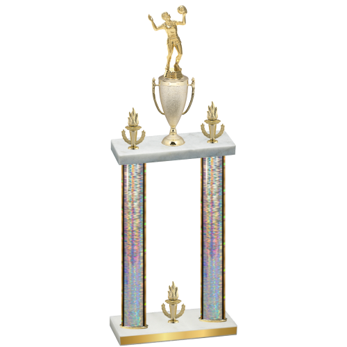 Double Silver Glacier Victory Volleyball Trophy