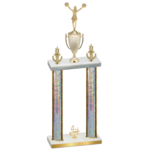 Double Silver Glacier Fourth Place Cheerleading Trophy