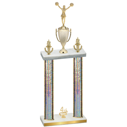 Double Silver Glacier Fourth Place Cheerleading Trophy