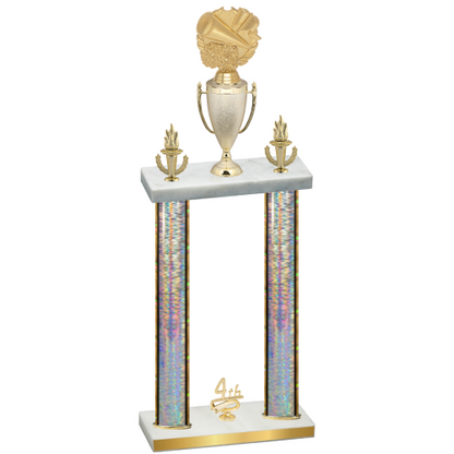 Double Silver Glacier Fourth Place Cheerleading Trophy