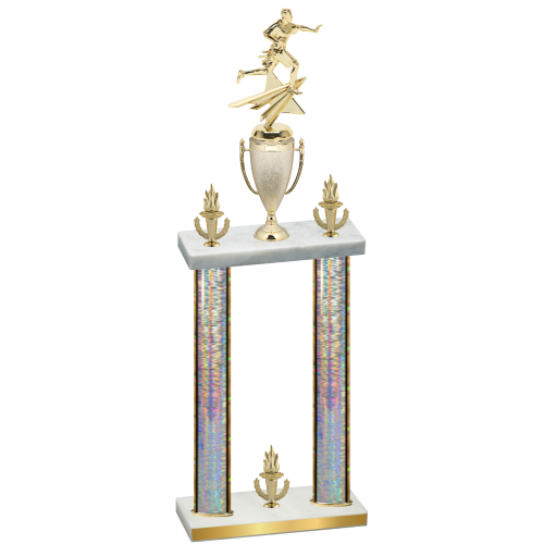 Double Silver Glacier Victory Flag Football Trophy