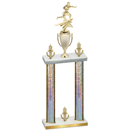 Double Silver Glacier Victory Flag Football Trophy