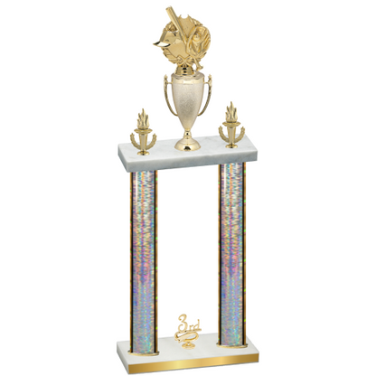 Double Silver Glacier Third Place Baseball Trophy
