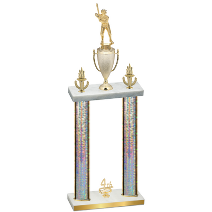 Double Silver Glacier Fourth Place Baseball Trophy