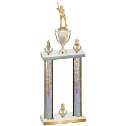 Double Silver Glacier Victory Baseball Trophy