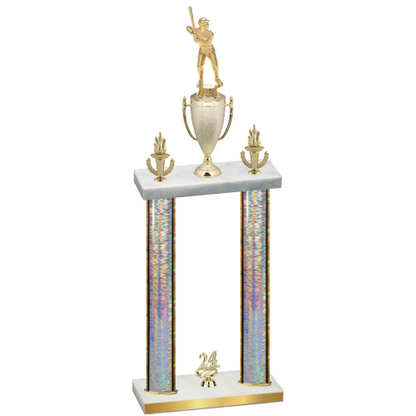 Double Silver Glacier Year Baseball Trophy