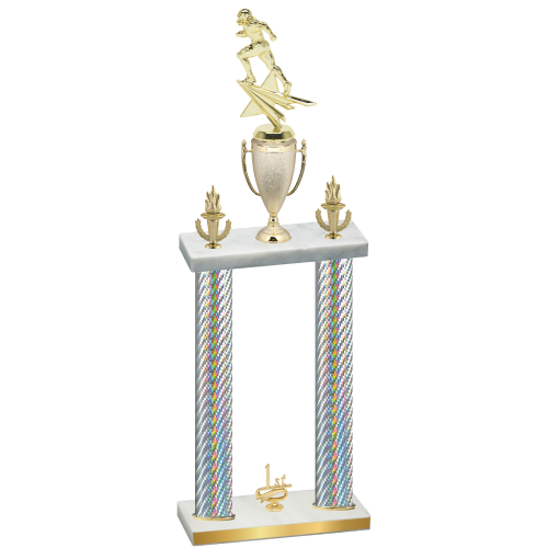 Double Silver Carbon Fiber First Place Football Trophy