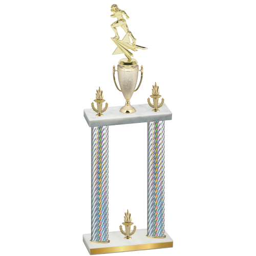 Double Silver Carbon Fiber Victory Football Trophy
