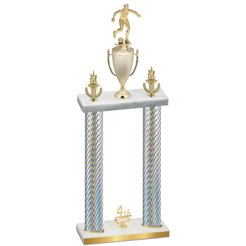 Double Silver Carbon Fiber Fourth Place Soccer Trophy