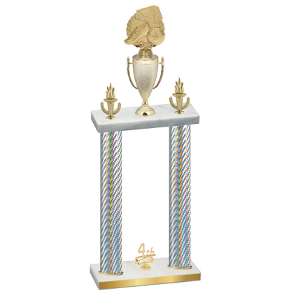 Double Silver Carbon Fiber Fourth Place Soccer Trophy