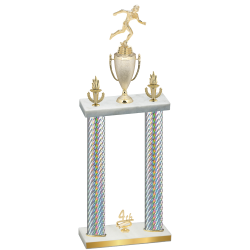 Double Silver Carbon Fiber Fourth Place Running Trophy