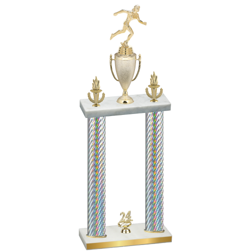 Double Silver Carbon Fiber Year Running Trophy