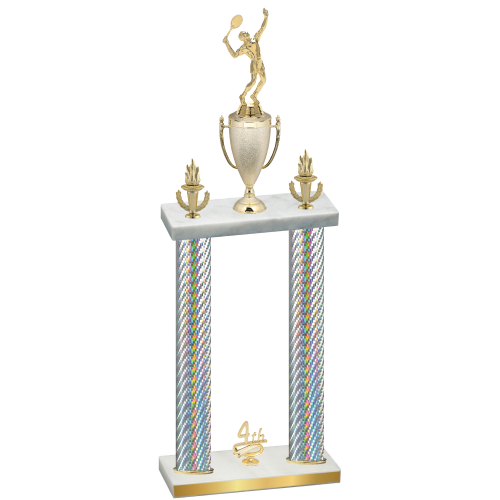Double Silver Carbon Fiber Fourth Place Tennis Trophy