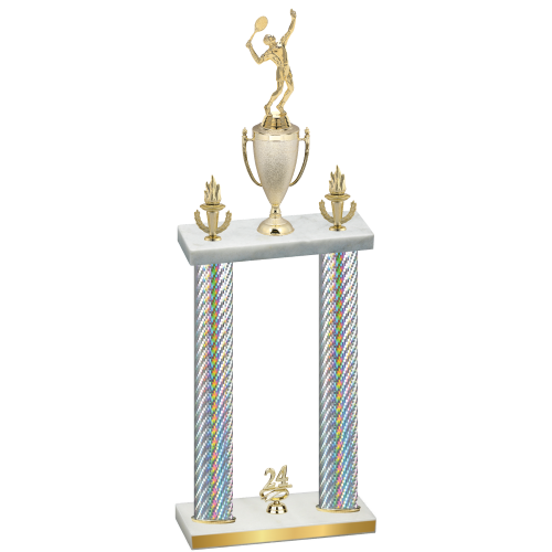 Double Silver Carbon Fiber Year Tennis Trophy