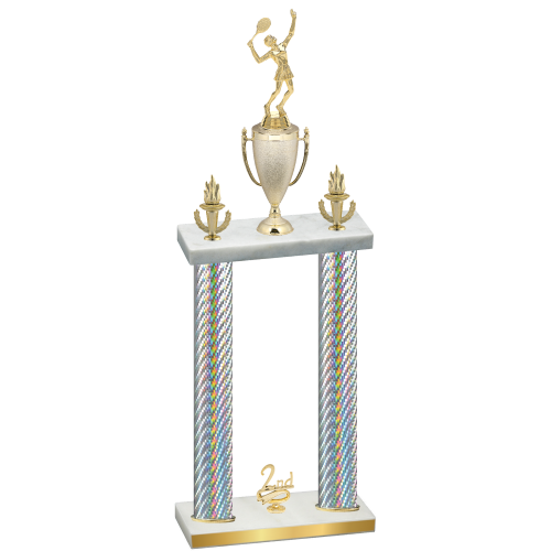 Double Silver Carbon Fiber Second Place Tennis Trophy