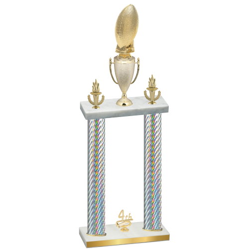 Double Silver Carbon Fiber Fourth Place Football Trophy