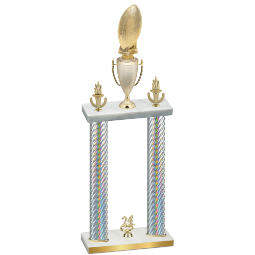 Double Silver Carbon Fiber Year Football Trophy