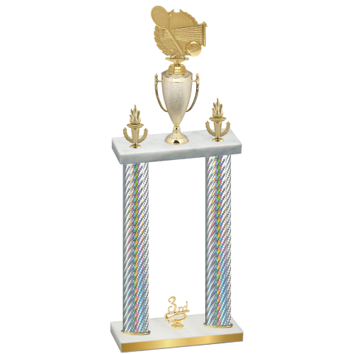 Double Silver Carbon Fiber Third Place Tennis Trophy