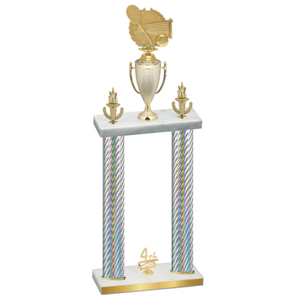Double Silver Carbon Fiber Fourth Place Tennis Trophy