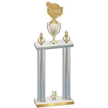 Double Silver Carbon Fiber Year Tennis Trophy