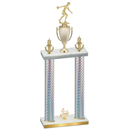 Double Silver Carbon Fiber Fourth Place Bowling Trophy