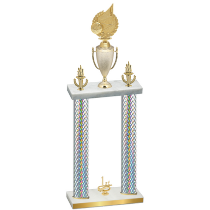 Double Silver Carbon Fiber First Place Volleyball Trophy