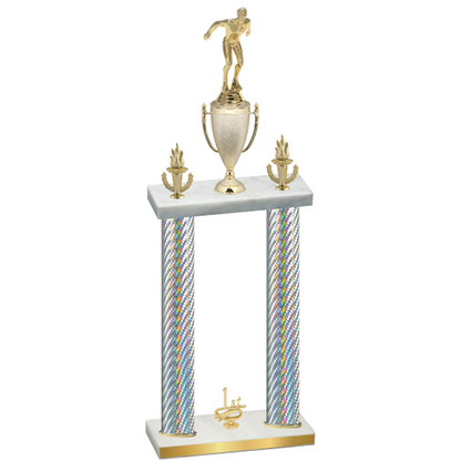 Double Silver Carbon Fiber First Place Swimming Trophy