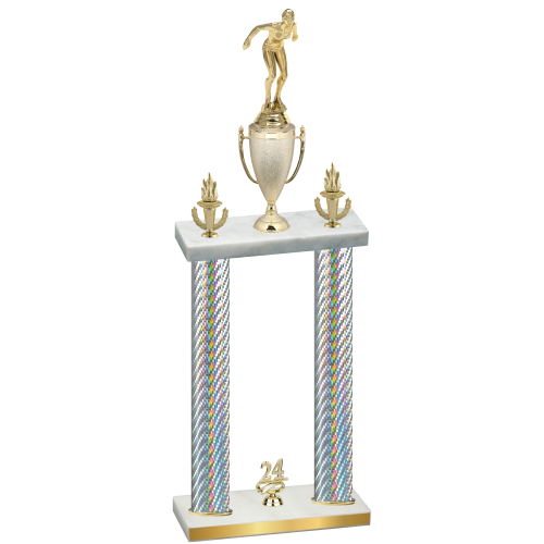 Double Silver Carbon Fiber Year Tennis Trophy