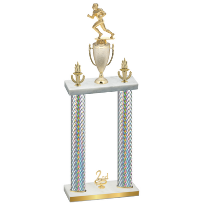 Double Silver Carbon Fiber Second Place Football Trophy