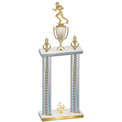 Double Silver Carbon Fiber Fourth Place Football Trophy